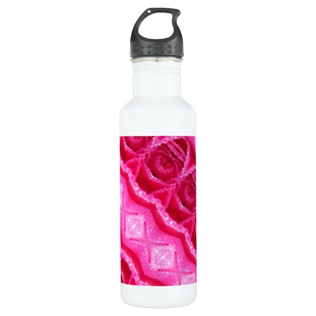 Rosa Ikat 3 Edelstahlflasche (Vorderseite)