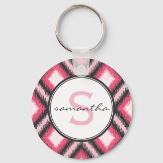 Rosa Ikat Monogram Schlüsselanhänger
