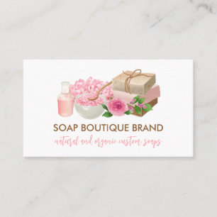 Rosa Illustration Handgefertigter Seifenhersteller Visitenkarte