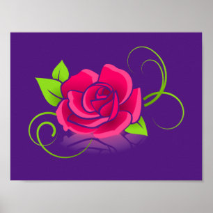 Rosa-Illustration im Lila Hintergrund Poster
