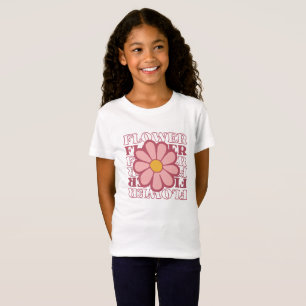 Rosa Illustrierte Blume Kinder T - Shirt