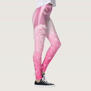 Rosa Imitat-funkelnd Glitzer-Rose für Frauen und Leggings