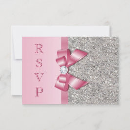 Rosa Imitate Bow & Diamonds UAWG RSVP Karte