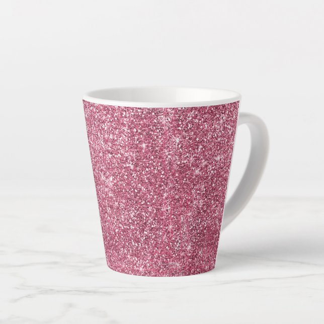 Rosa Imitate Glitterie Streifen Milchtasse (Rechte Ecke)