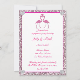 Rosa Imitate Glitzer Flamingo Engagement Party ein Einladung
