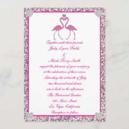 Rosa Imitate Glitzer Flamingo Liebe Einladung Hoch