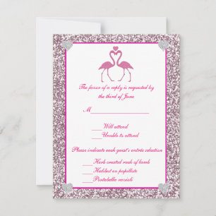 Rosa Imitate Glitzer Flamingo Liebe Response Card RSVP Karte