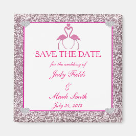 Rosa Imitate Glitzer Flamingo Speichern Sie das Da Magnet