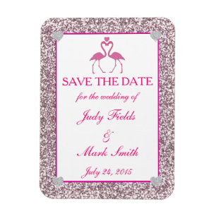 Rosa Imitate Glitzer Flamingo Speichern Sie das Da Magnet