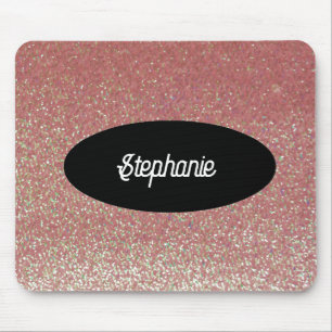 Rosa Imitate Glitzer Individuelle Name Mousepad