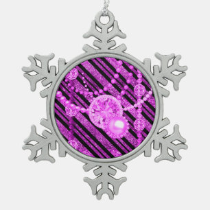 Rosa Imitate Glitzer & Juwelen Pewter Snowflake Schneeflocken Zinn-Ornament