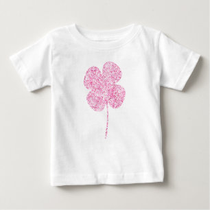 Rosa Imitate Glitzer Kleeblatt Baby T-shirt