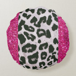 Rosa Imitate Glitzer Leopard Print Round Throw Kis Rundes Kissen