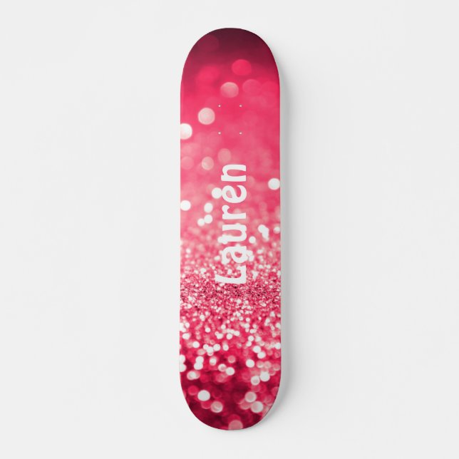 Rosa Imitate Glitzer Personalisiert Girls Skateboa Skateboard (Vorne)