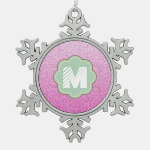 Rosa Imitate Glitzer Schneeflocken Zinn-Ornament