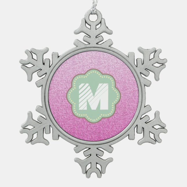 Rosa Imitate Glitzer Schneeflocken Zinn-Ornament (Vorderseite)