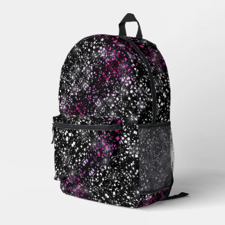 Rosa Imitate Glitzer Schwarz Bedruckter Rucksack