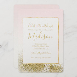 Rosa Imitate Glitzer Sparkle Ombre Einladung