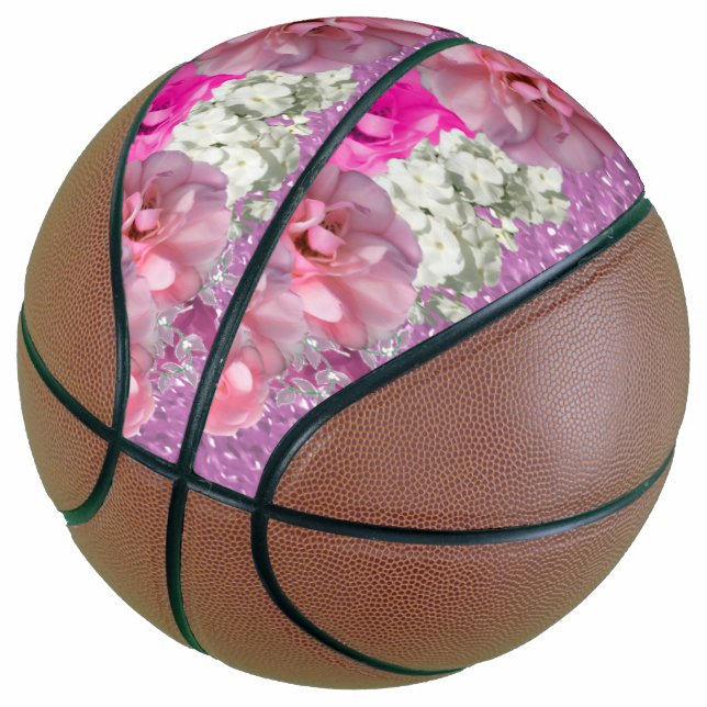 Rosa Imitate Glitzer und Blume Basketball (angewinkelt)