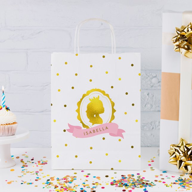 Rosa Imitate Gold Cameo und Confetti Dots Kleine Geschenktüte (Von Creator hochgeladen)