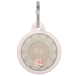 Rosa Imitate Lacework Personalisiert Pet ID Tag Haustiermarke
