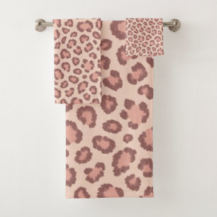 Rosa Imitate Leopard Skin Pattern Drucken Badhandtuch Set