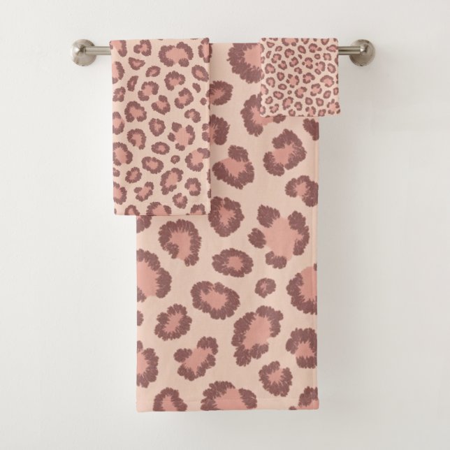 Rosa Imitate Leopard Skin Pattern Drucken Badhandtuch Set (Insitu)