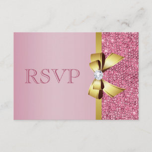 Rosa Imitatsequins-Goldbogen u. -diamant UAWG RSVP Karte