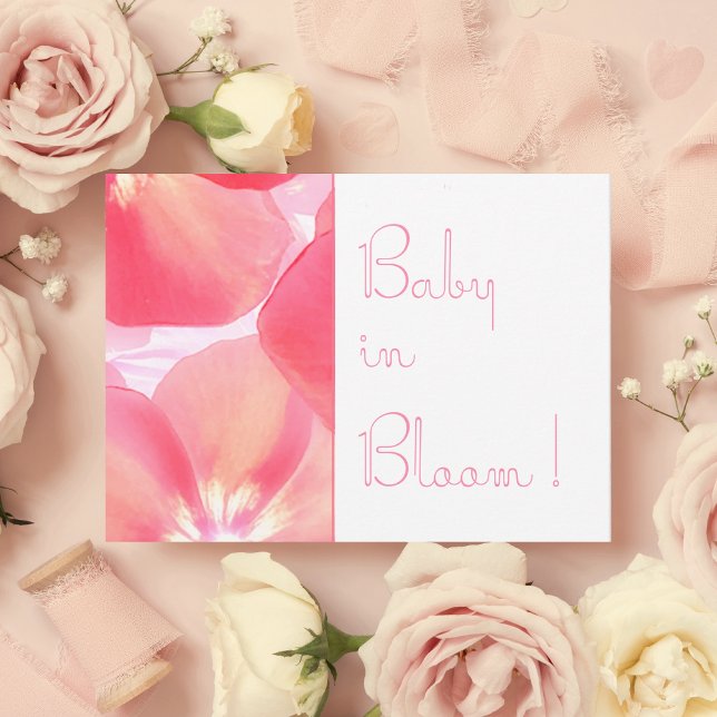 Rosa in der Blütendusche Einladung (Beautiful botanical Baby in Bloom invitations and partyware.)