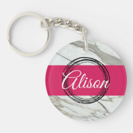 Rosa individuelle Name-Design aus Girly-Marmor Schlüsselanhänger
