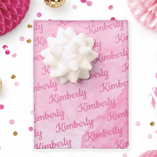 Rosa Individuelle Name Personalisiert Geschenkpapier Set