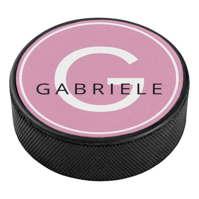 Rosa Individuelle Name und Anfangsbuchstabe Eishockey Puck (3/4)