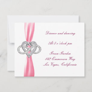 Rosa Infinity-Herz-Hochzeitsempfangskarte Einladung