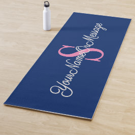 Rosa Initial, eleganter Script Text, Royal Blue Yogamatte