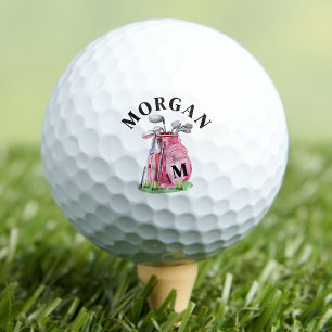 Rosa Initialen Monogramm Golfball