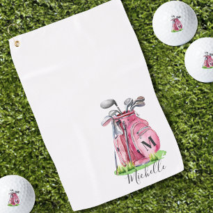 Rosa Initialen Namensmonogramm Golfhandtuch