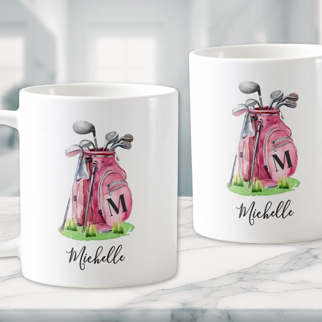 Rosa Initialen Namensmonogramm Kaffeetasse (Pink Initial Name Monogram Coffee Mug)