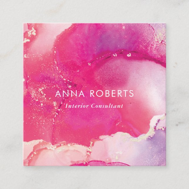 Rosa, inkokykykartenkarte quadratische visitenkarte (Vorderseite)