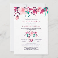 Rosa Inspirations-Blumenhochzeits-Einladung
