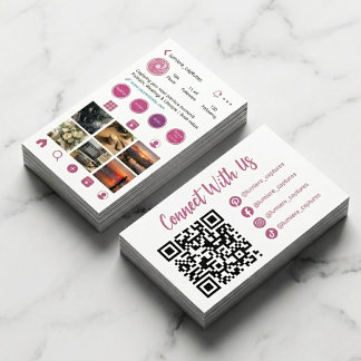 Rosa Instagram Style Foto Raster QR Code Visitenkarte