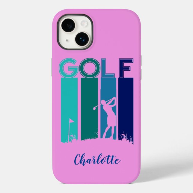 Rosa iPhone 14 Golfer Handy Fall Case-Mate iPhone Hülle (Rückseite)