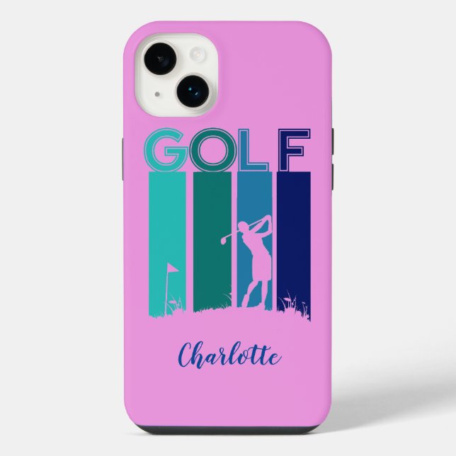 Rosa iPhone 14 Golfer Handy Fall Hülle (Rückseite)