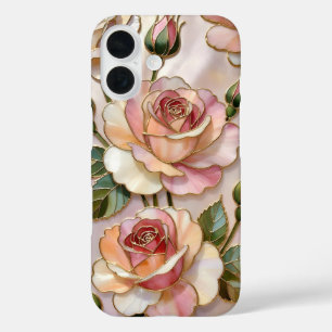 Rosa iPhone-Hülle Elegantes Buntglas-Design iPhone 16 Hülle