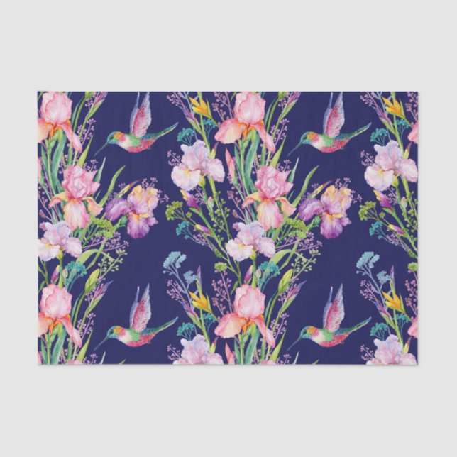 Rosa Ire und Hummingvögel Seidenpapier (Vorderseite)