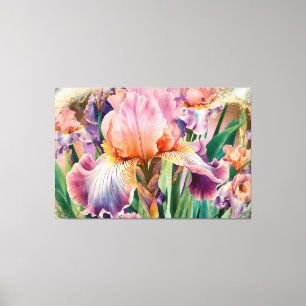 *~* Rosa IRIS Schwertlilien Vintage Floral TV2 Leinwanddruck