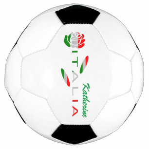 Rosa Italienische Flagge mit personalisiertem Ital Fußball
