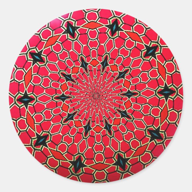 Rosa italienische Mosaik Mandala Disk Runder Aufkleber (Vorderseite)