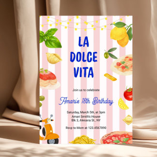 Rosa italienischer La Dolce Vita Geburtstag erwach Einladung