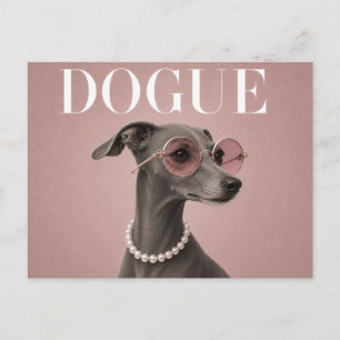 Rosa Italienischer Windhund Grauer Hund Covergirl Postkarte