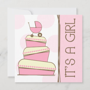 Rosa "It's A Girl" Kinderdusche Einladung